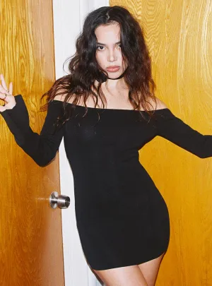 Parisa Long Sleeve Mini Dress Black Petite Bright Beat Casual Comfort Look