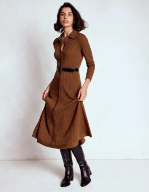 Stone Path Any Season Rachel Knitted Shirt Dress-Raw Umber