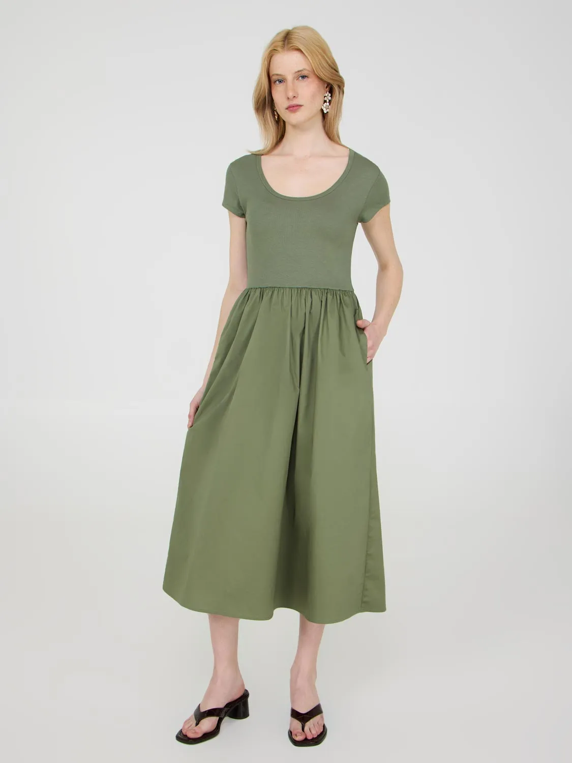 Chic Layers Italian Flair 2-Fer Cap Sleeve Midi Dress