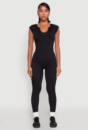 Breathable Weave High Waisted Rib Knit Leggings