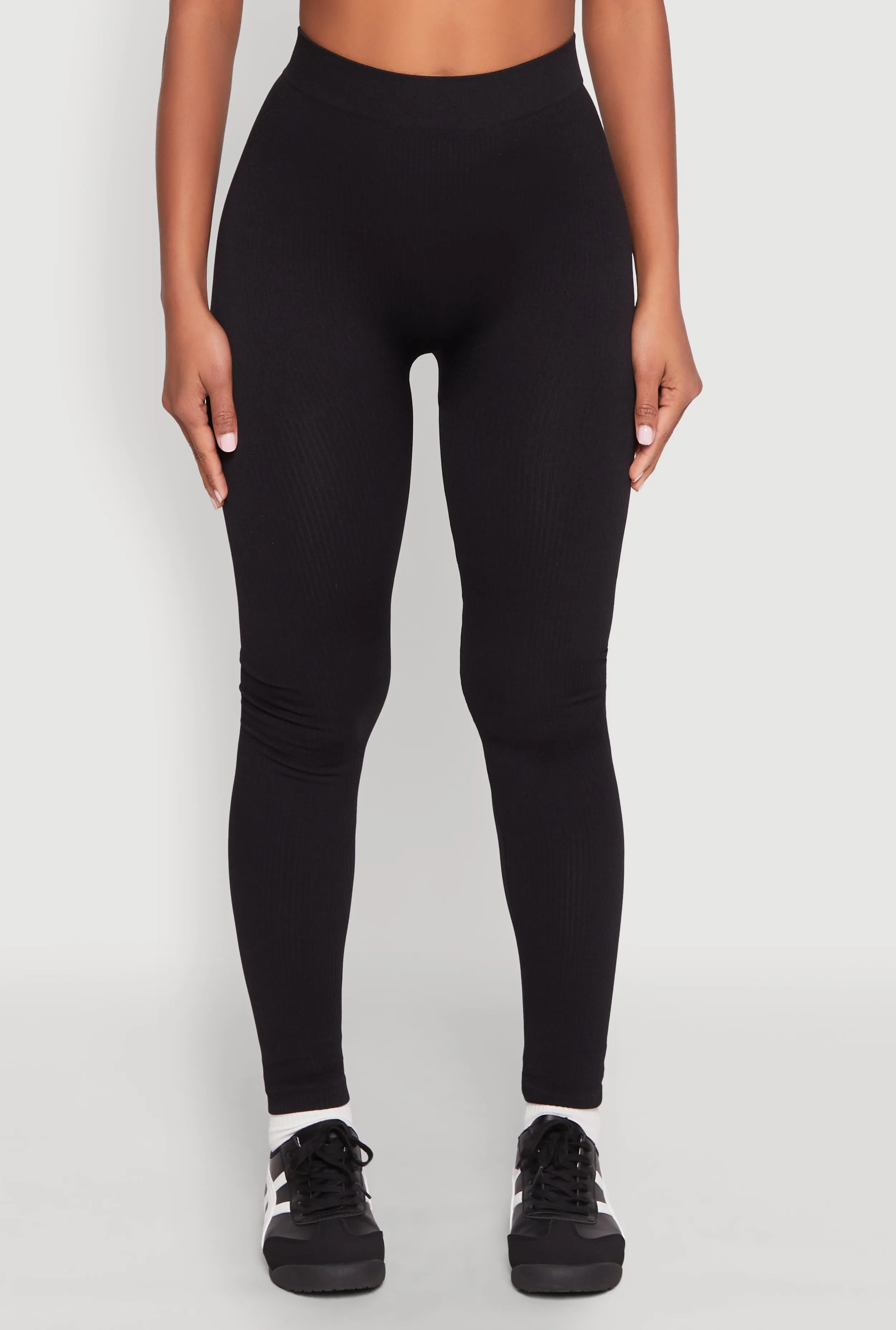 High Waisted Rib Knit Leggings For Adults Wrinkle Resistant