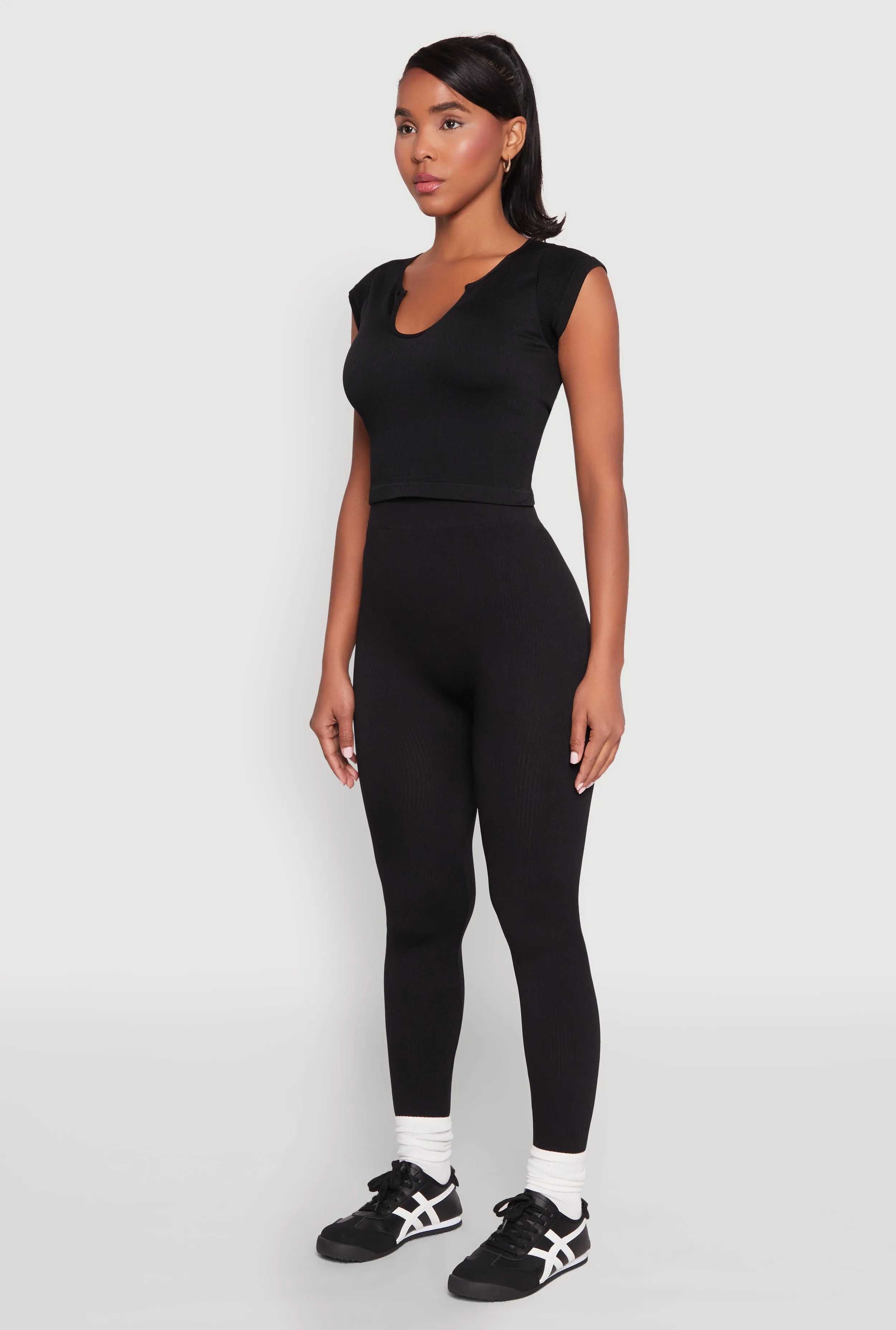 High Waisted Rib Knit Leggings Wrinkle Resistant Luxury Choice