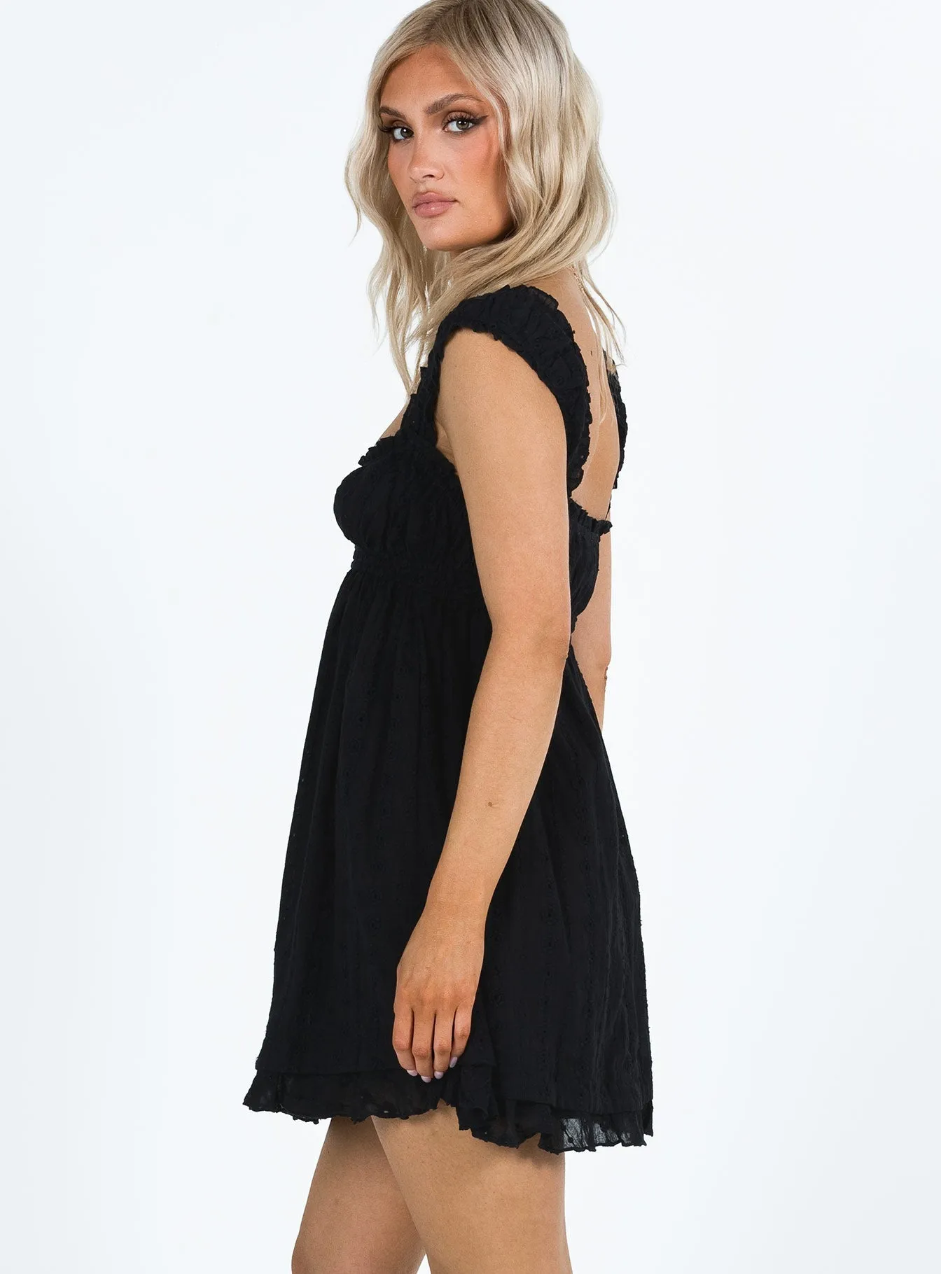 Carlita Mini Dress Black Floral Print Club Light