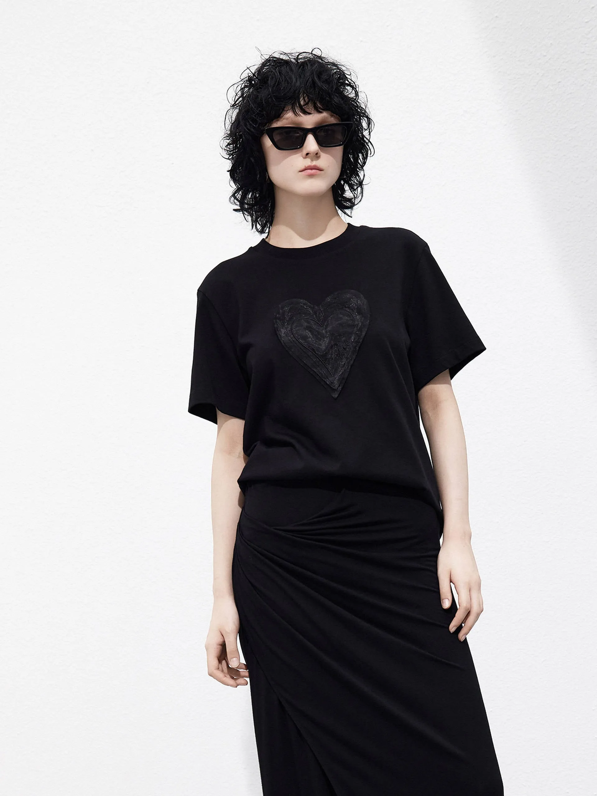 back to school Heart Pattern Cotton T-shirt