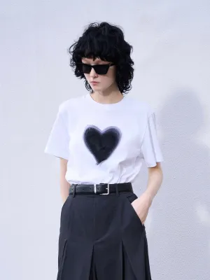 Heart Pattern Cotton T-shirt Comfortable
