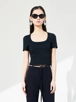 Ribbed Textured Slim Fit T-shirt Active Outfit Style