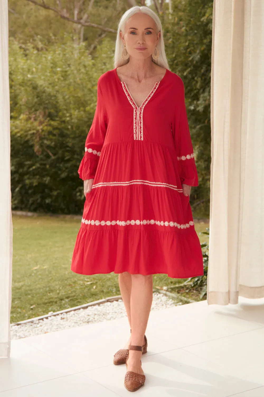 Love Glow Scout Bell Sleeve Dress in Old Lace