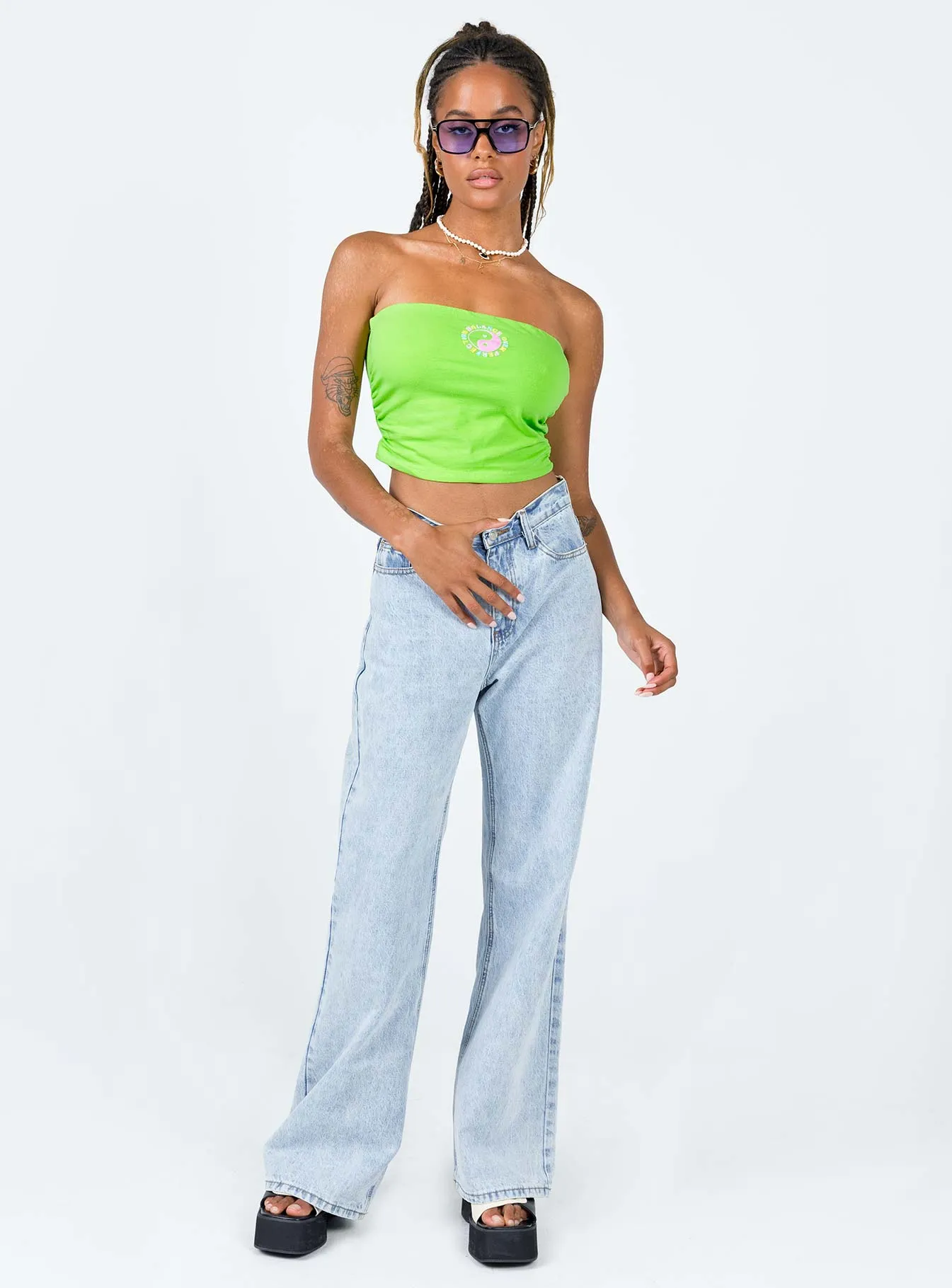 Balance Strapless Top Green Adaptive Temperature Control