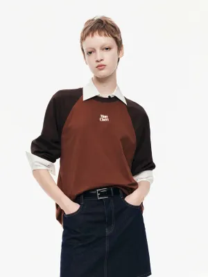 Wrinkle Resistant Finish Contrast Raglan Sleeves T-shirt