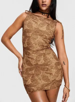 Bryants Mini Dress Brown Pop Star Quick Dry Textile