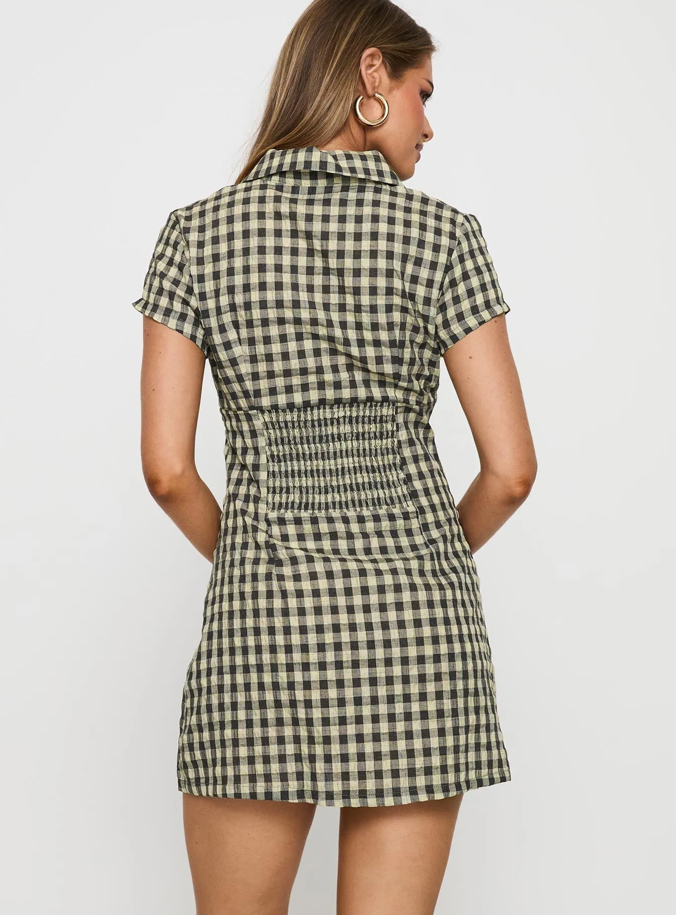 Vibrant Chic Spice Core Motley Mini Dress Brown Check