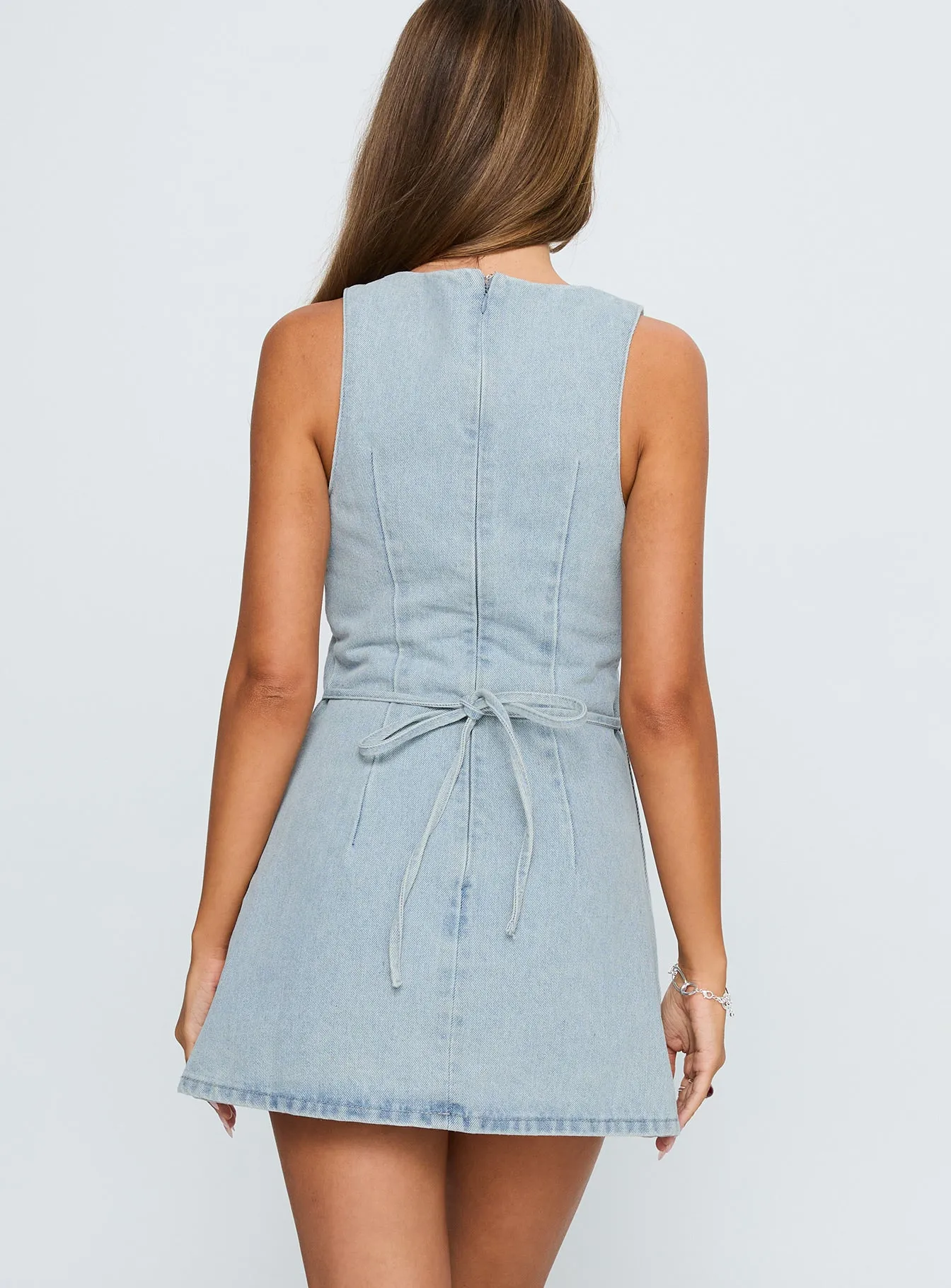 Ainsleigh Shift Denim Playsuit Light Wash Moisture wicking