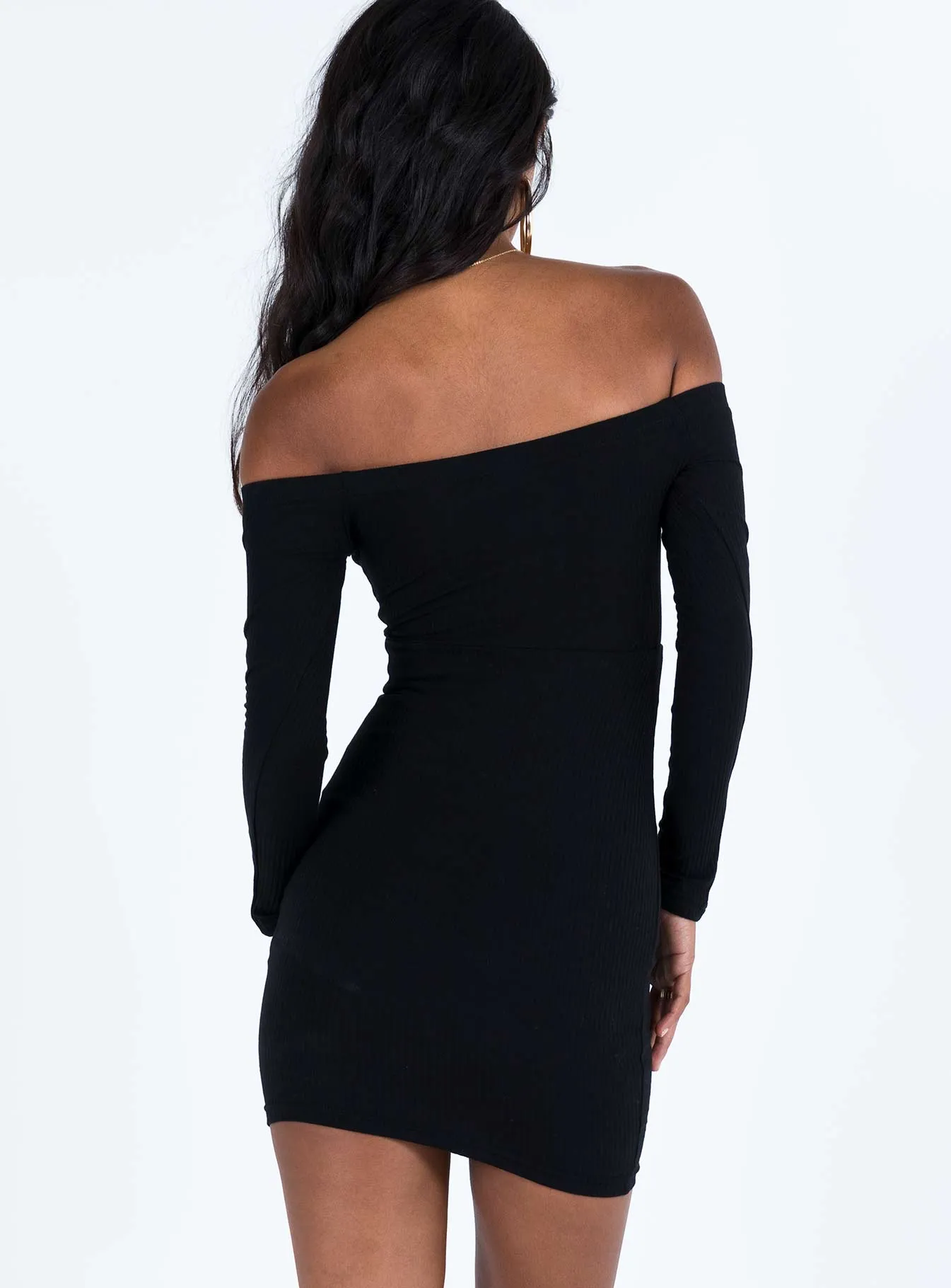 Bovey Long Sleeve Mini Dress Black Runway Vibe