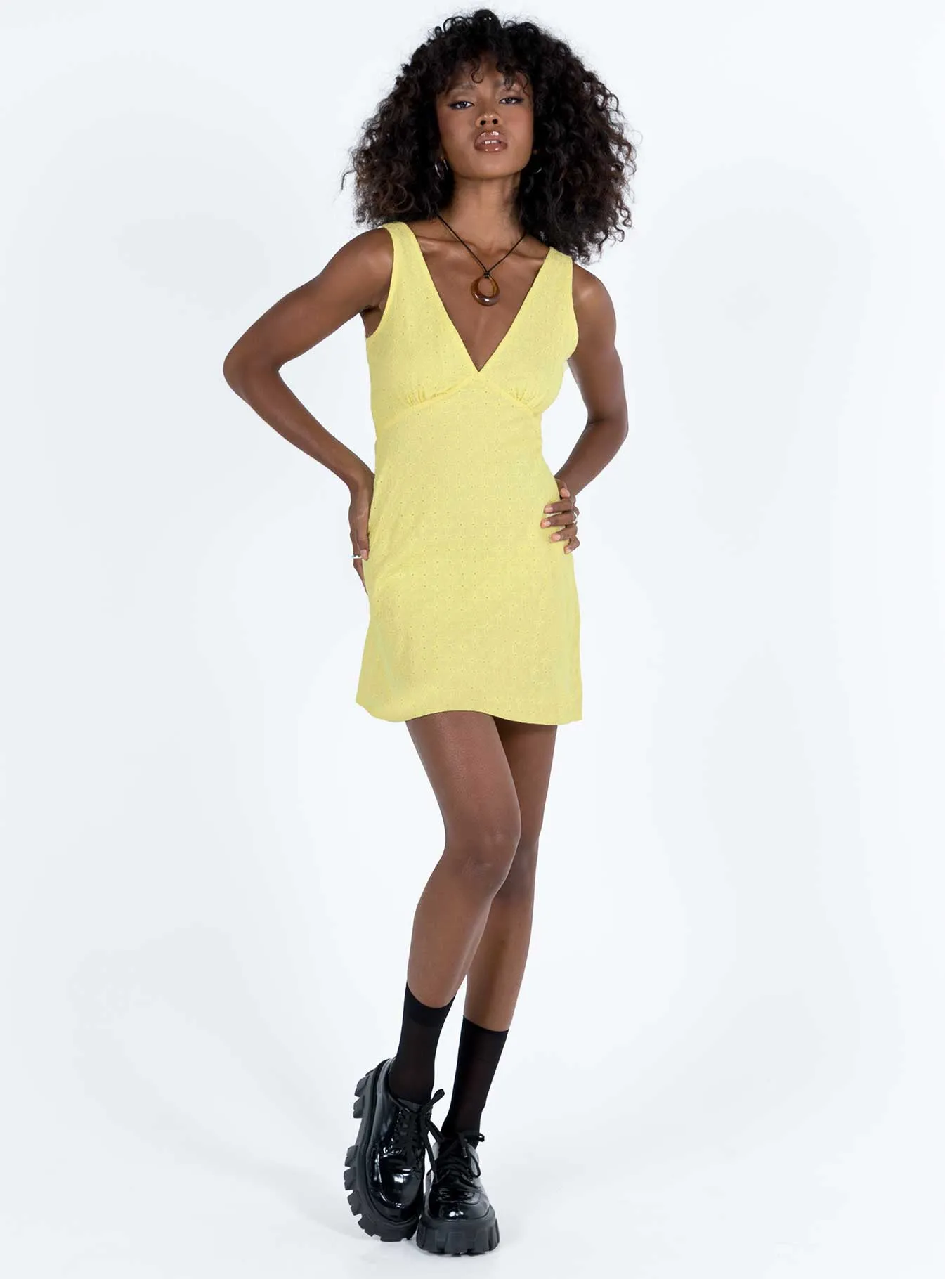 Comfortable Style Pop Star Nellie Mini Dress Yellow