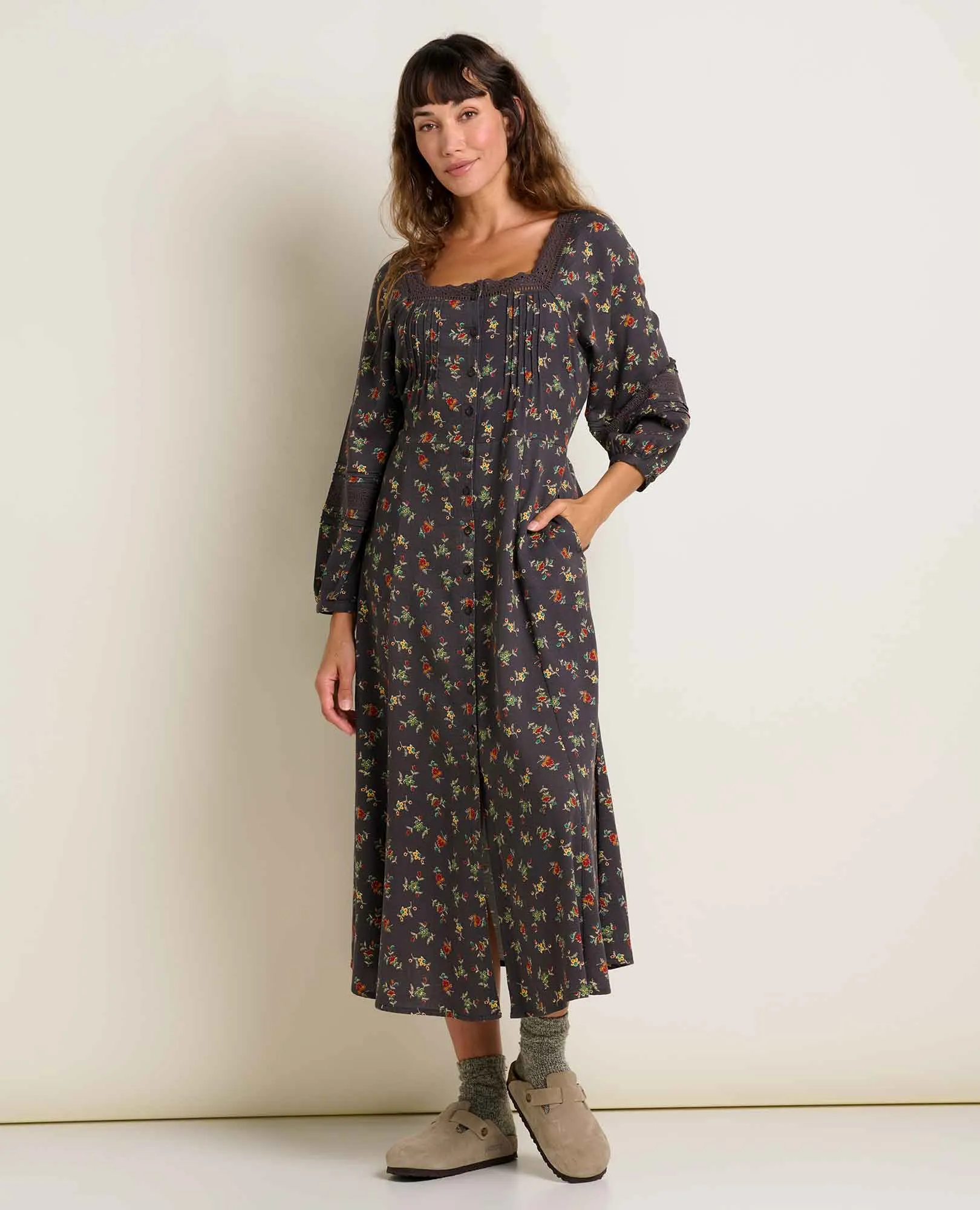 StaticResistantTextile Leather Core Manzana Square Neck Dress