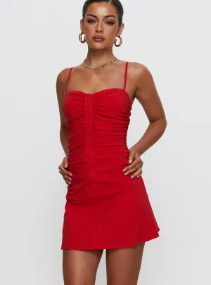 Beat Star Effortless Chic Wear Besotted Ruched Mini Dress Red