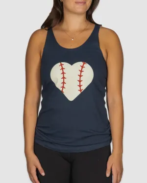 Loose Thread Stitched Heart Racerback Tank