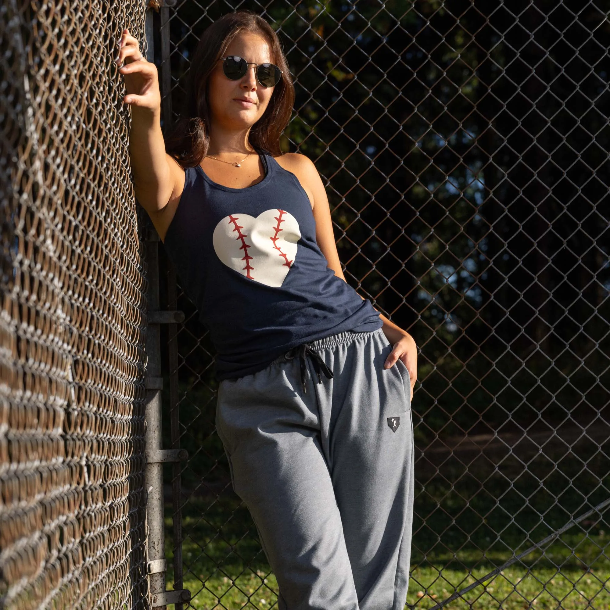 Stitched Heart Racerback Tank FlexibleElasticity TaglessDesign