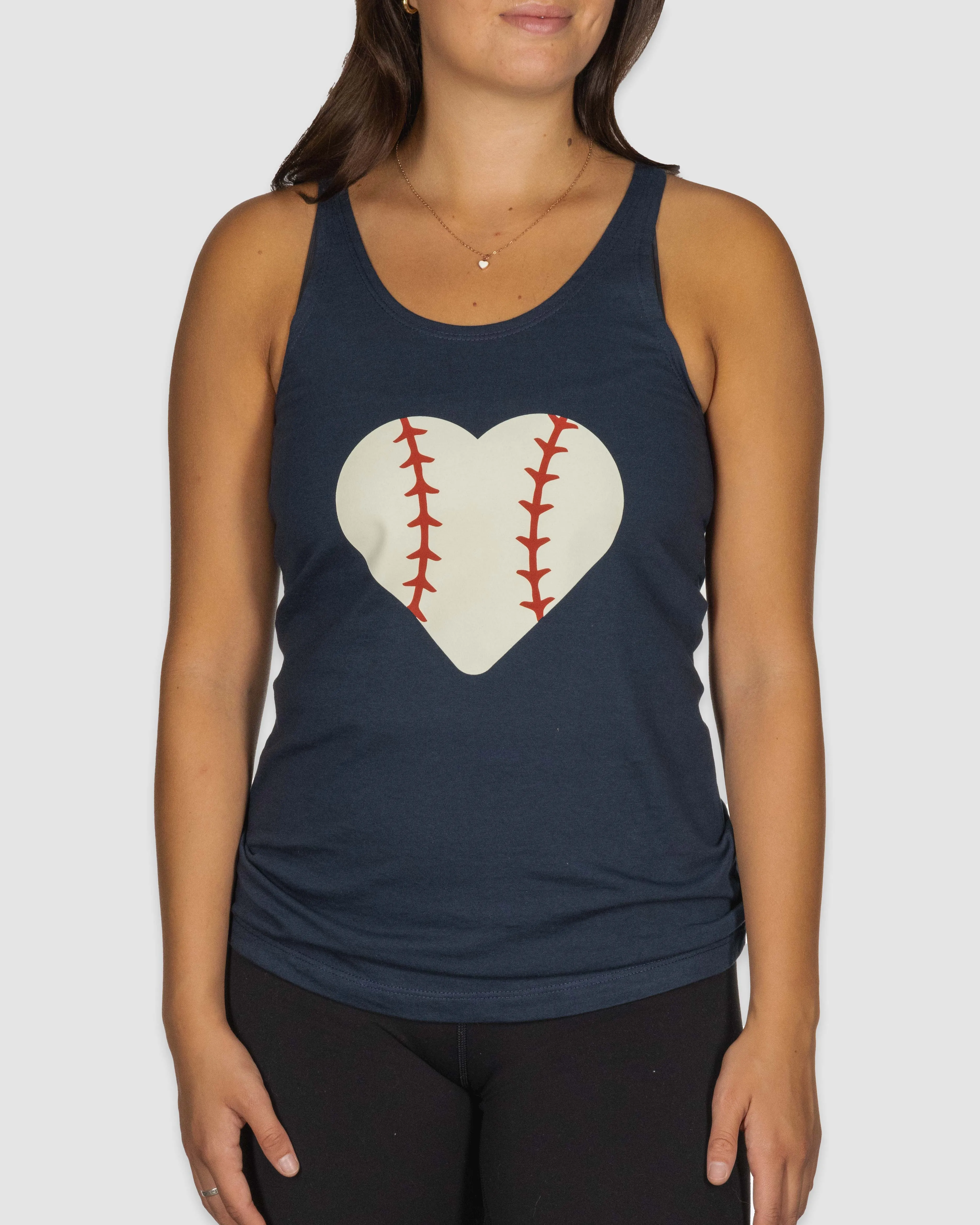 Loose Thread Stitched Heart Racerback Tank
