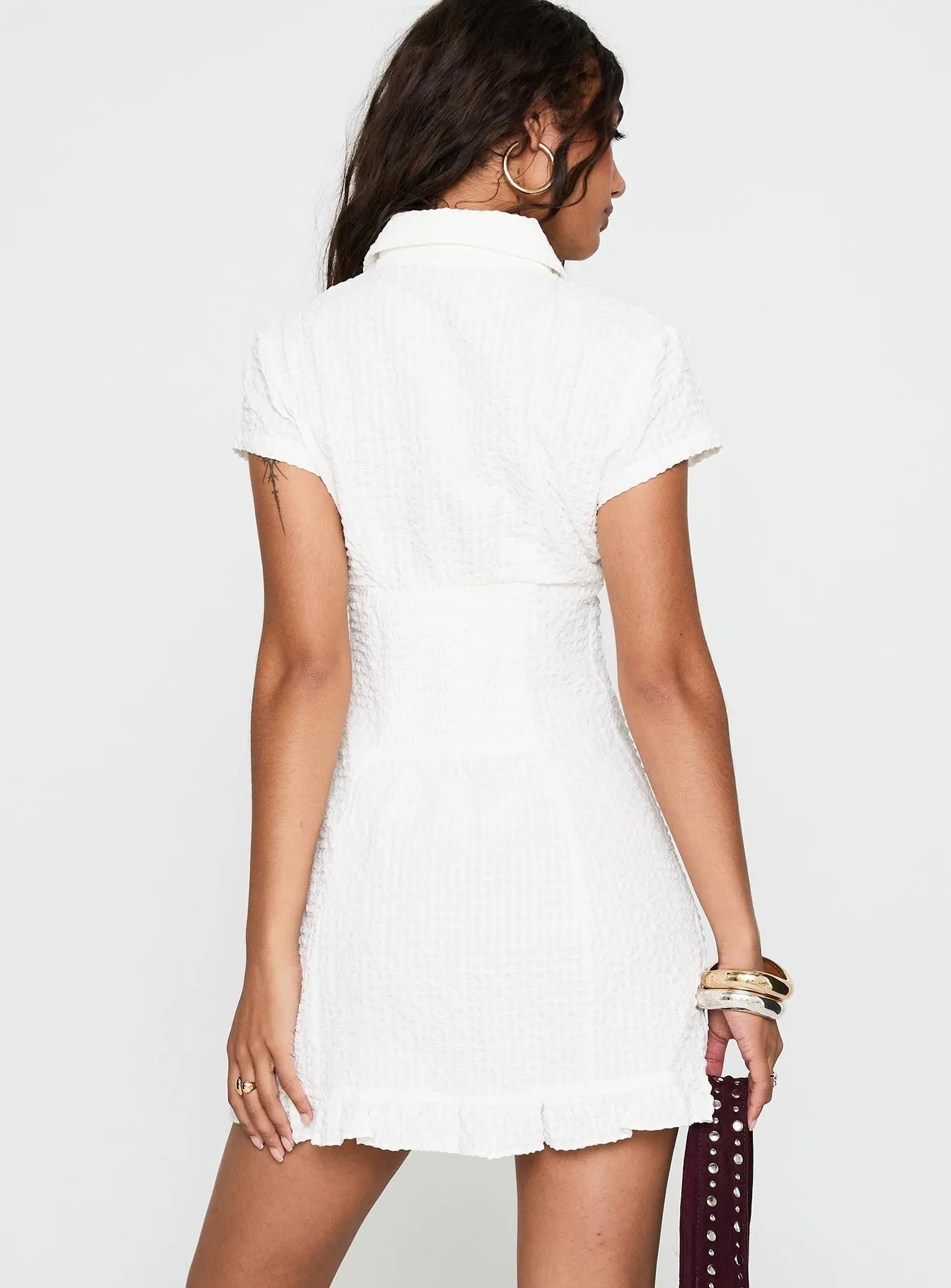 Covey Mini Dress White Weighted Hem Technology Sleek Fashion