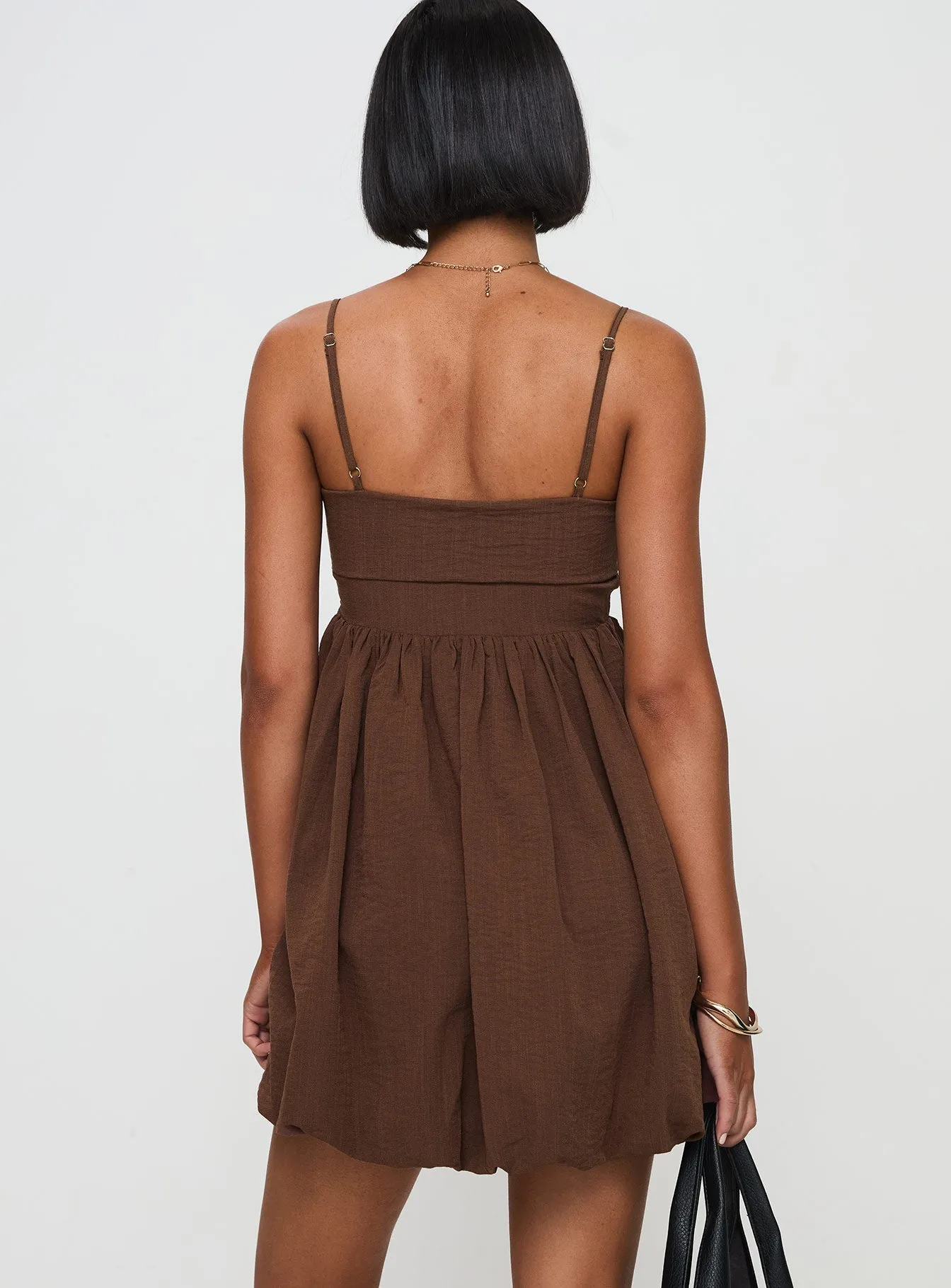 Floral Appeal Scene Warm Layken Bubble Hem Mini Dress Chocolate Tall