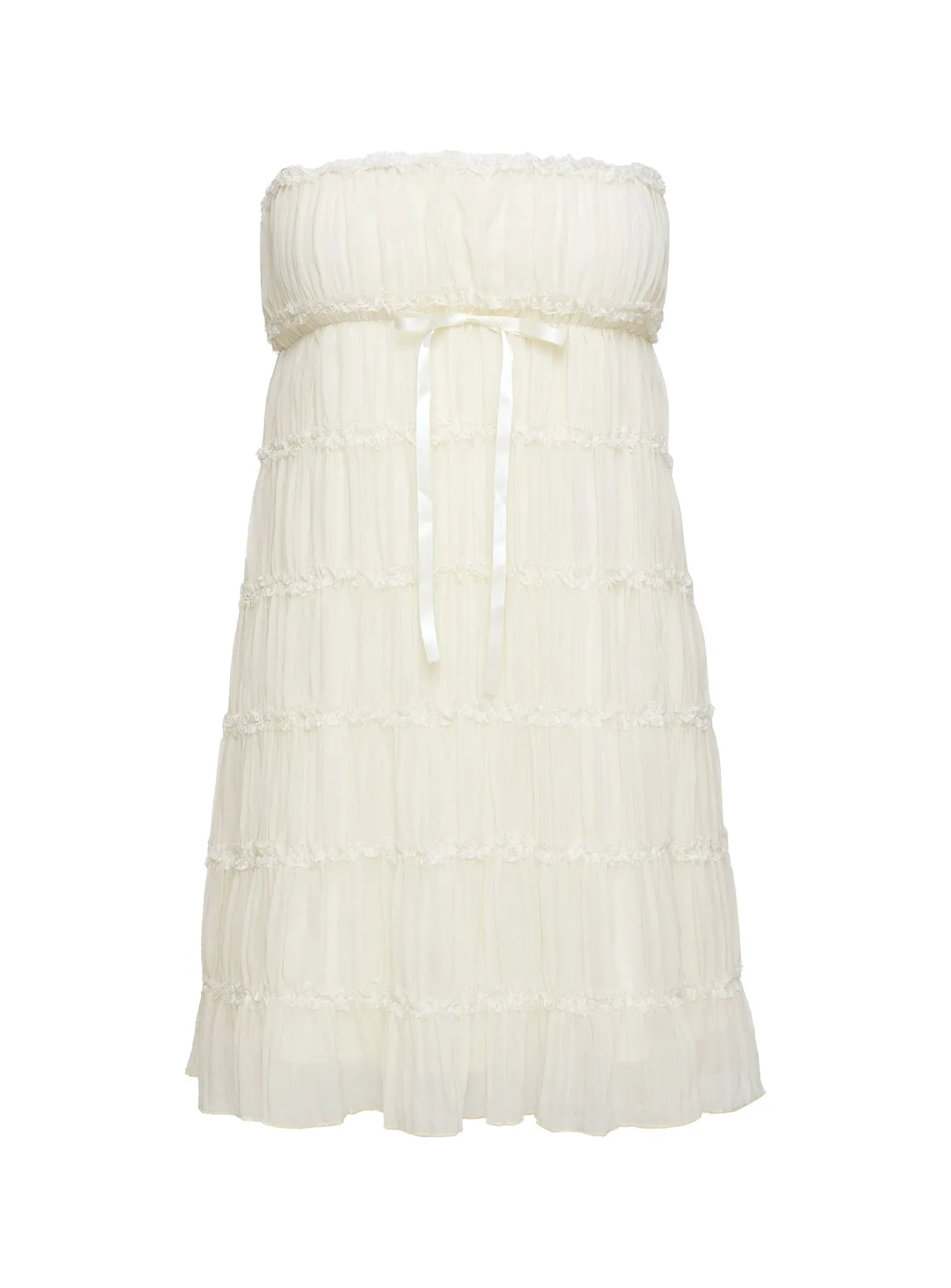 Opalette Strapless Mini Dress Cream Secure Closure Elegant formal mini gown