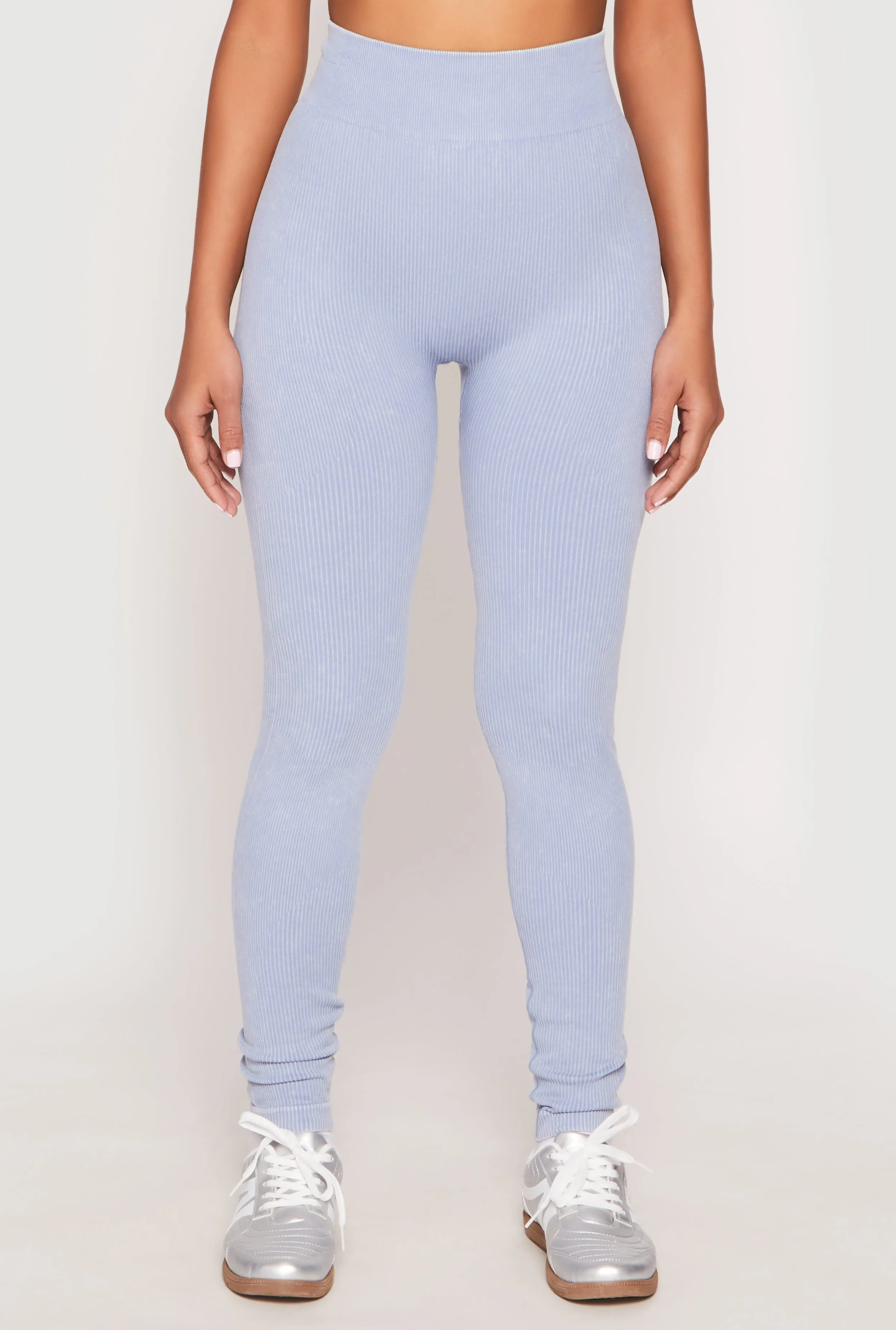 Casual Day Mesh Panel Seamless Acid Wash High Waisted Leggings