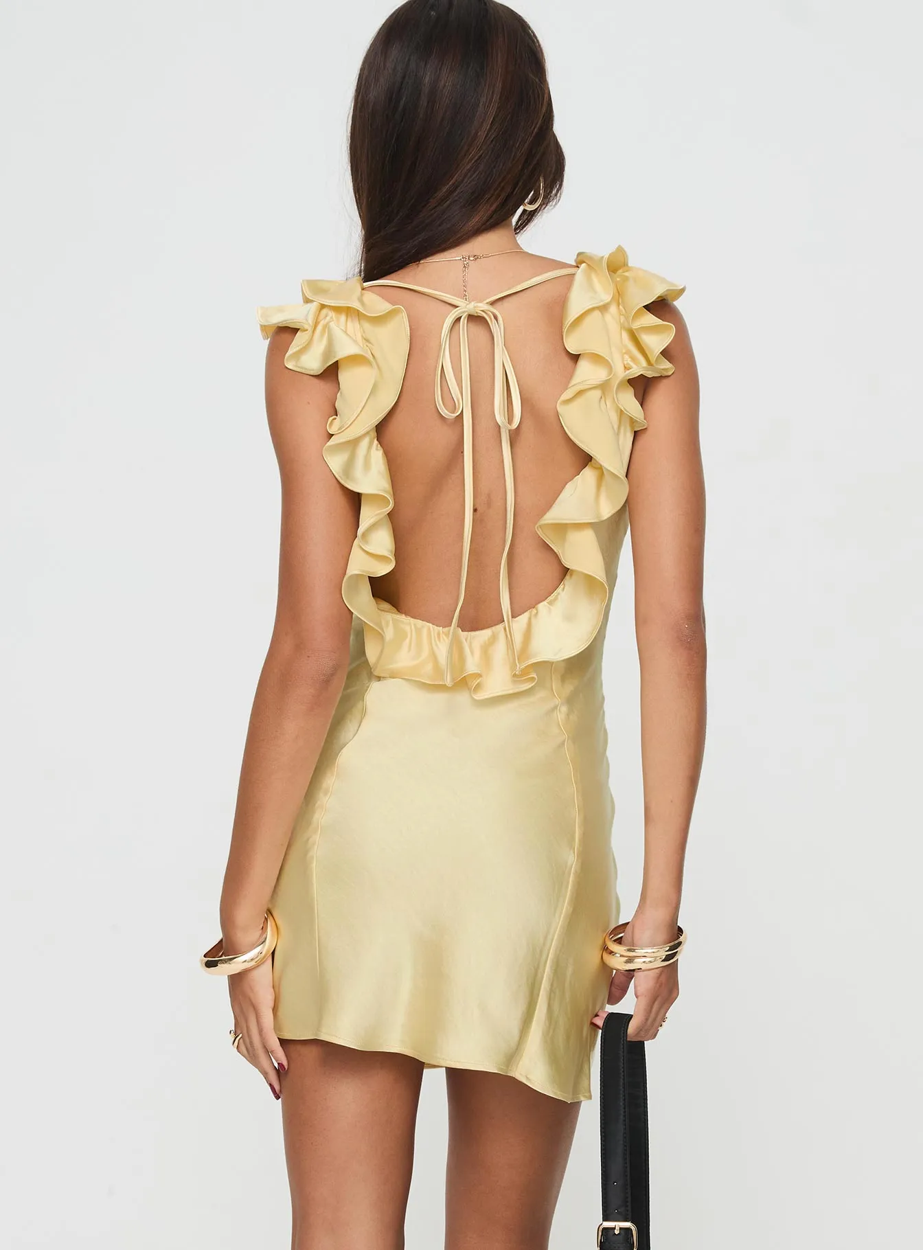 Temperature Regulating Butacup Frill Mini Dress Yellow