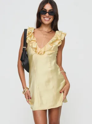 Butacup Frill Mini Dress Yellow Shake Ready
