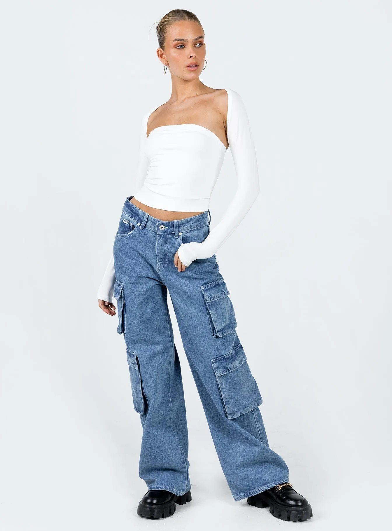 Outfit Basic Minimal Fit The Ragged Priest Mid Blue Combat Jeans Organic Cotton Mid Blue