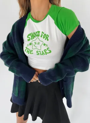 Polka Dot Pattern Perfect Wear Shoot For The Stars Tee White / Green