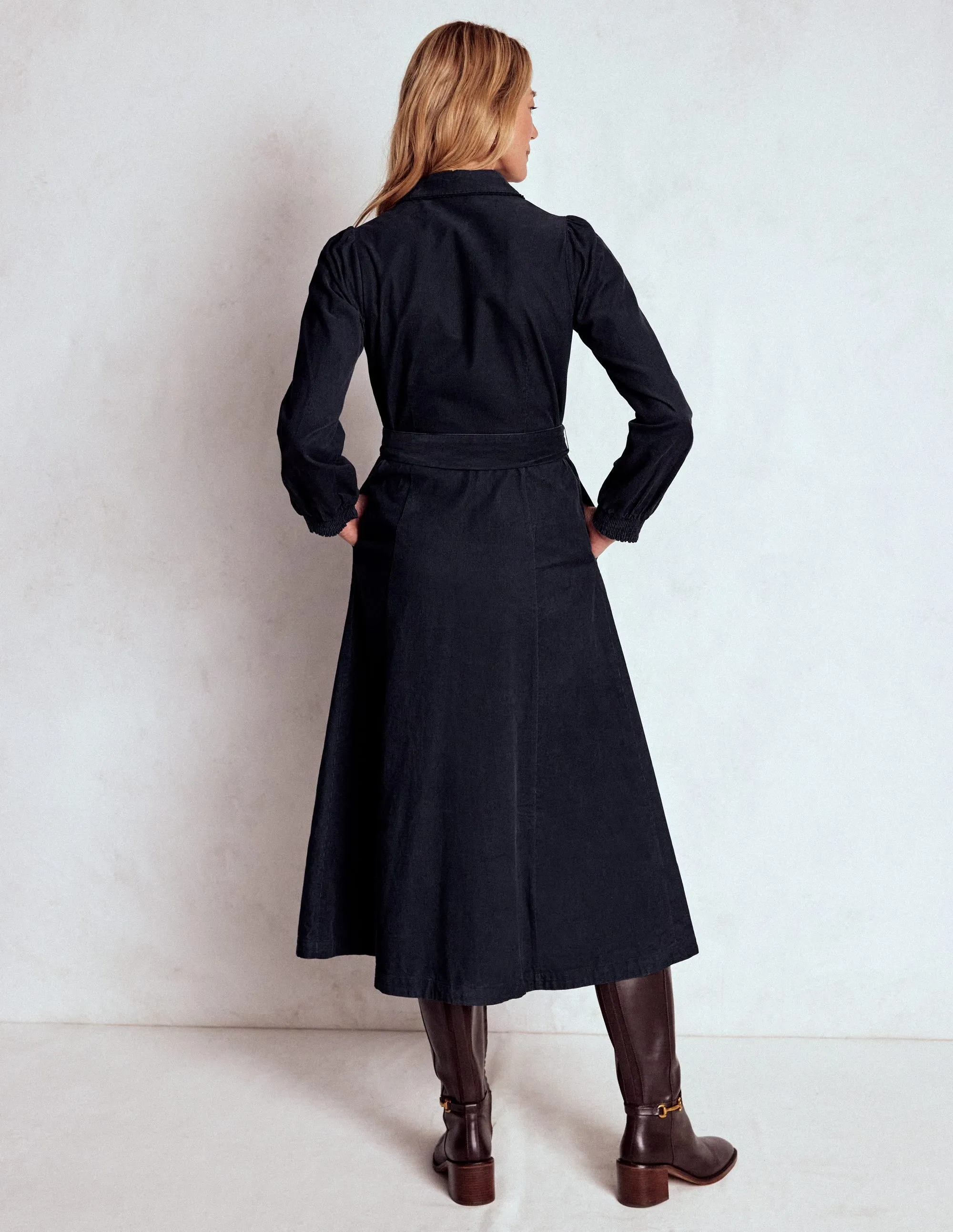 Clara Cord Midi Dress-Midnight Blue Art Gallery Bold pattern mid-calf dress