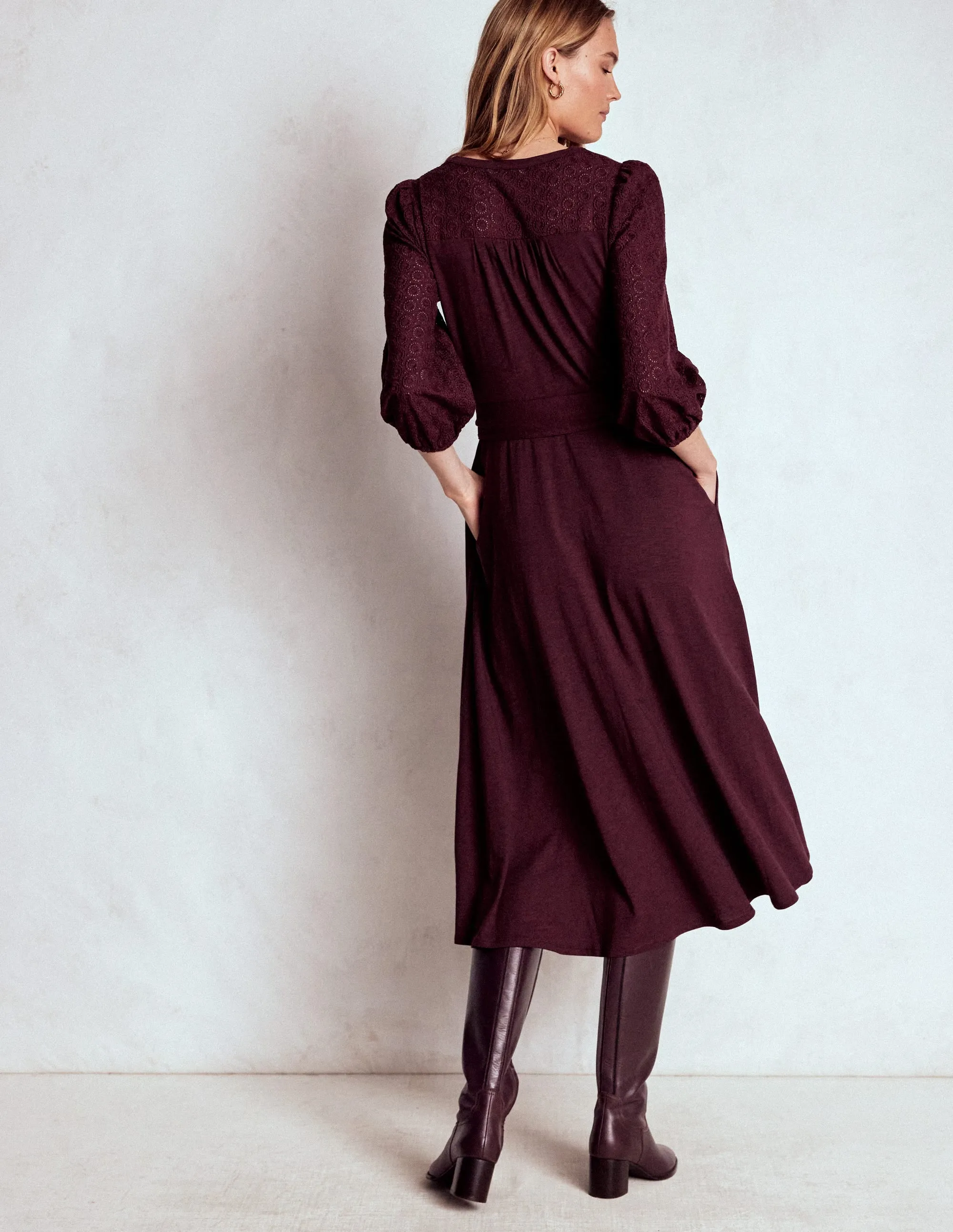 Eden Broderie Jersey Dress-Dark Cherry summer breeze