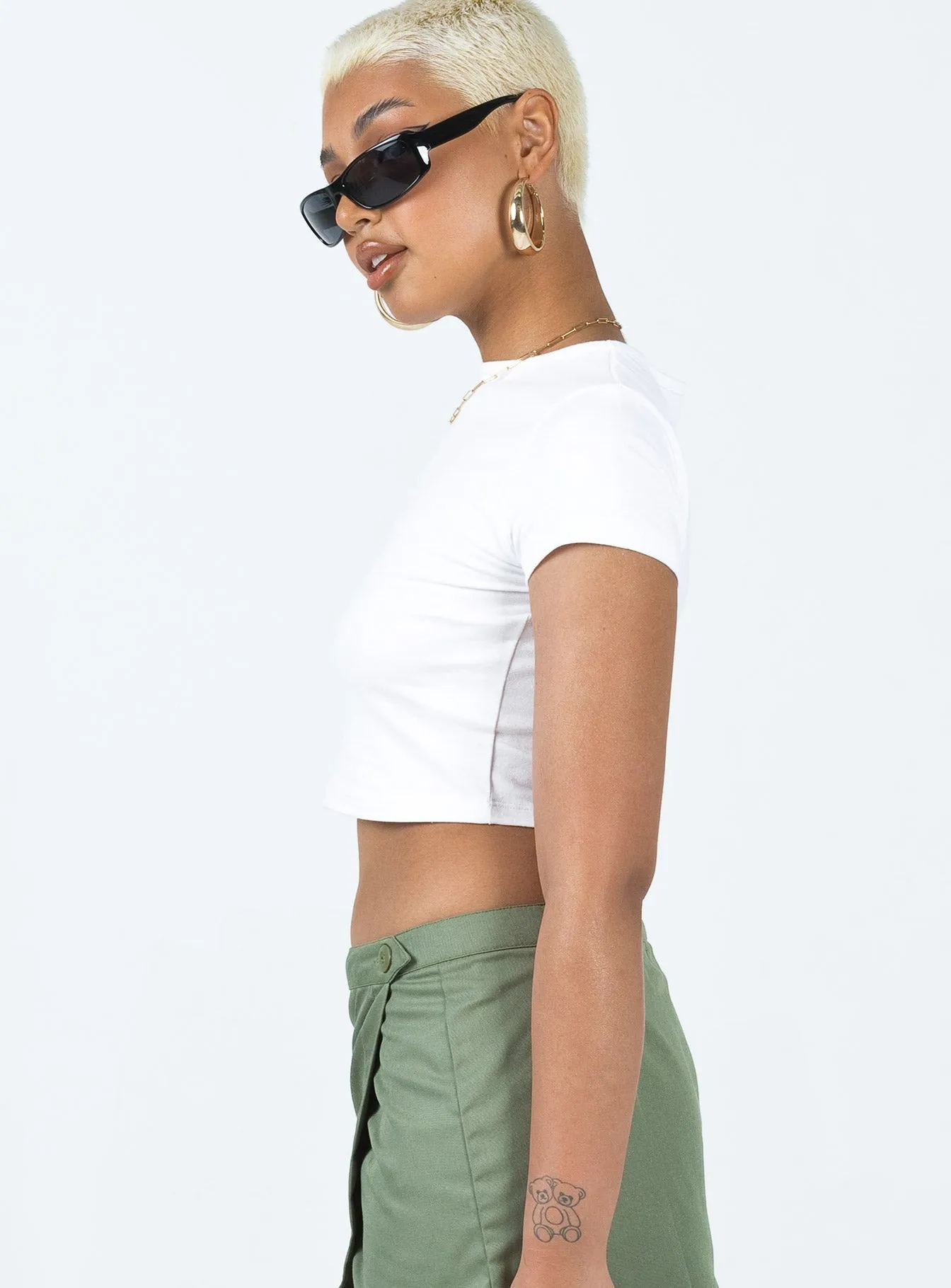 Casual Fit Smooth Neckline City Of Angels Tee White