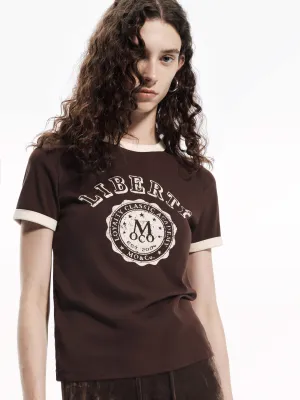 Timeless Design Summer Fashion Contrast Trim Vintage T-shirt