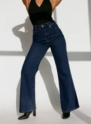 Thearlie High Rise Flared Jeans Dark Wash standard fit