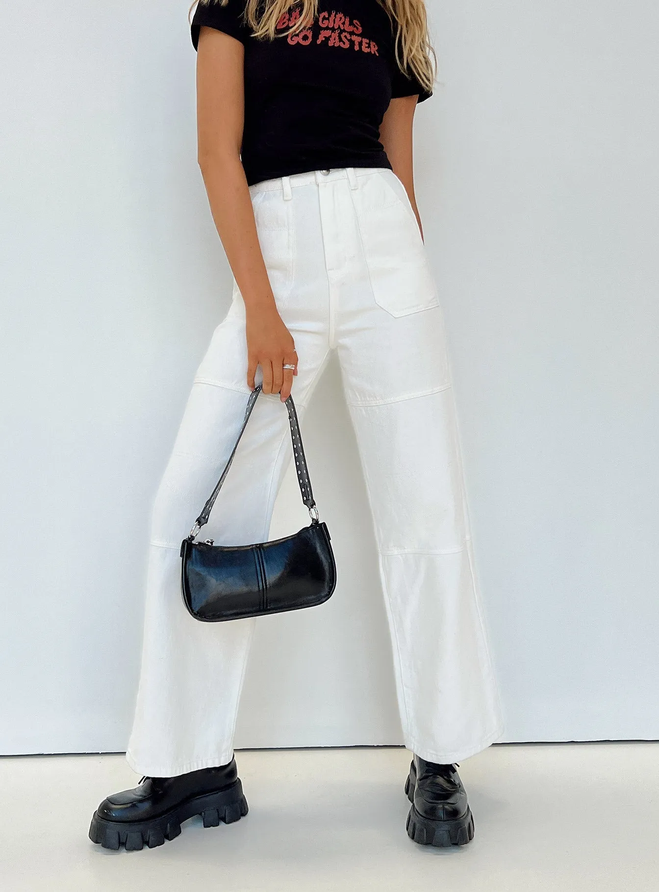 Calcetto Wide Leg Jeans White Lightweight Feel