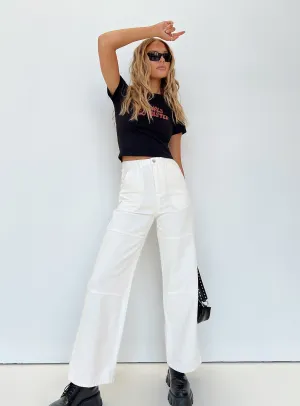 Holiday Vibes High Quality Slim Family Style Daily Wear Calcetto Wide Leg Jeans White