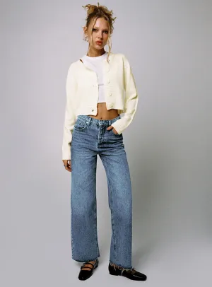 Fawcett High Rise Straight Leg Jeans Mid Blue Wash Vintage Wash Anytime Look