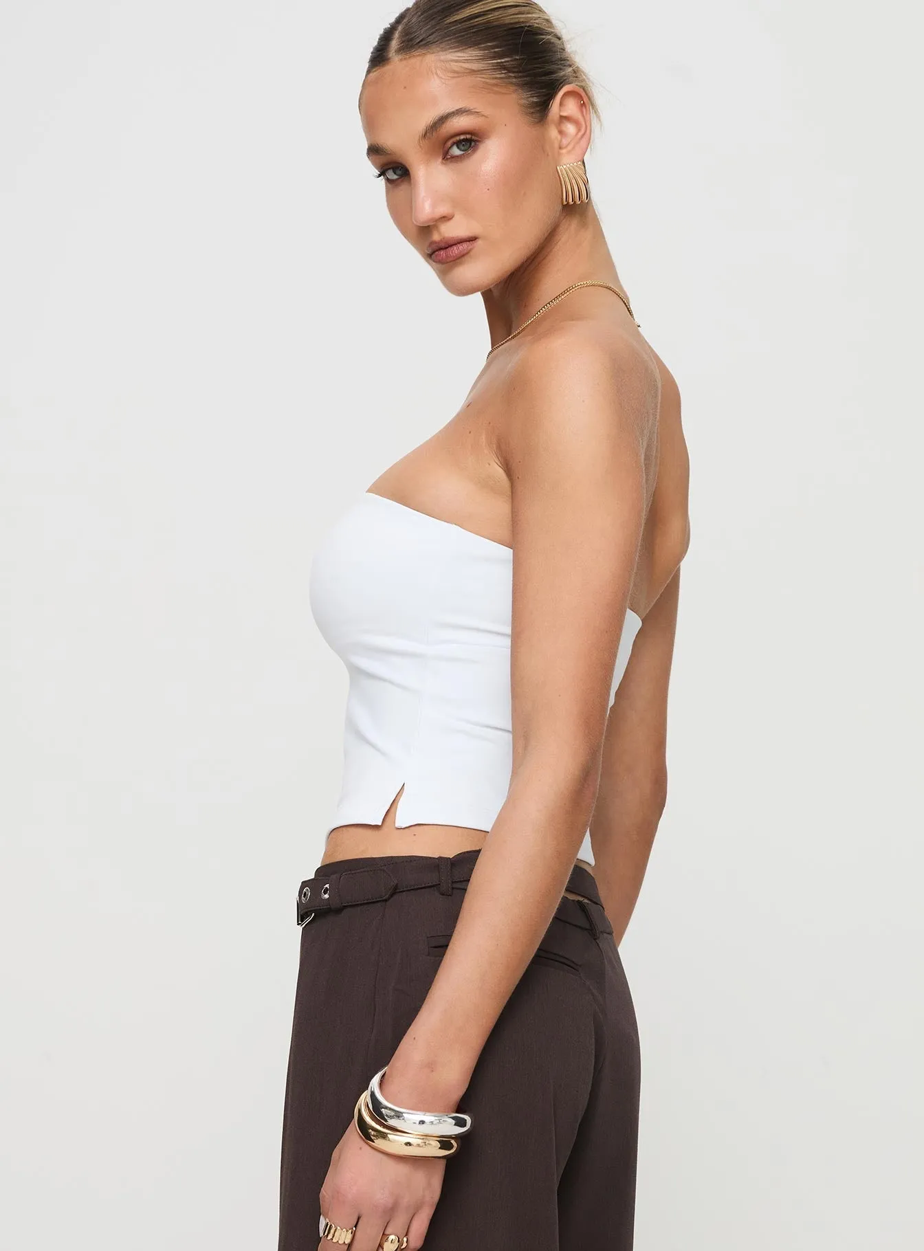 OversizedSilhouette Aurorah Strapless Top White