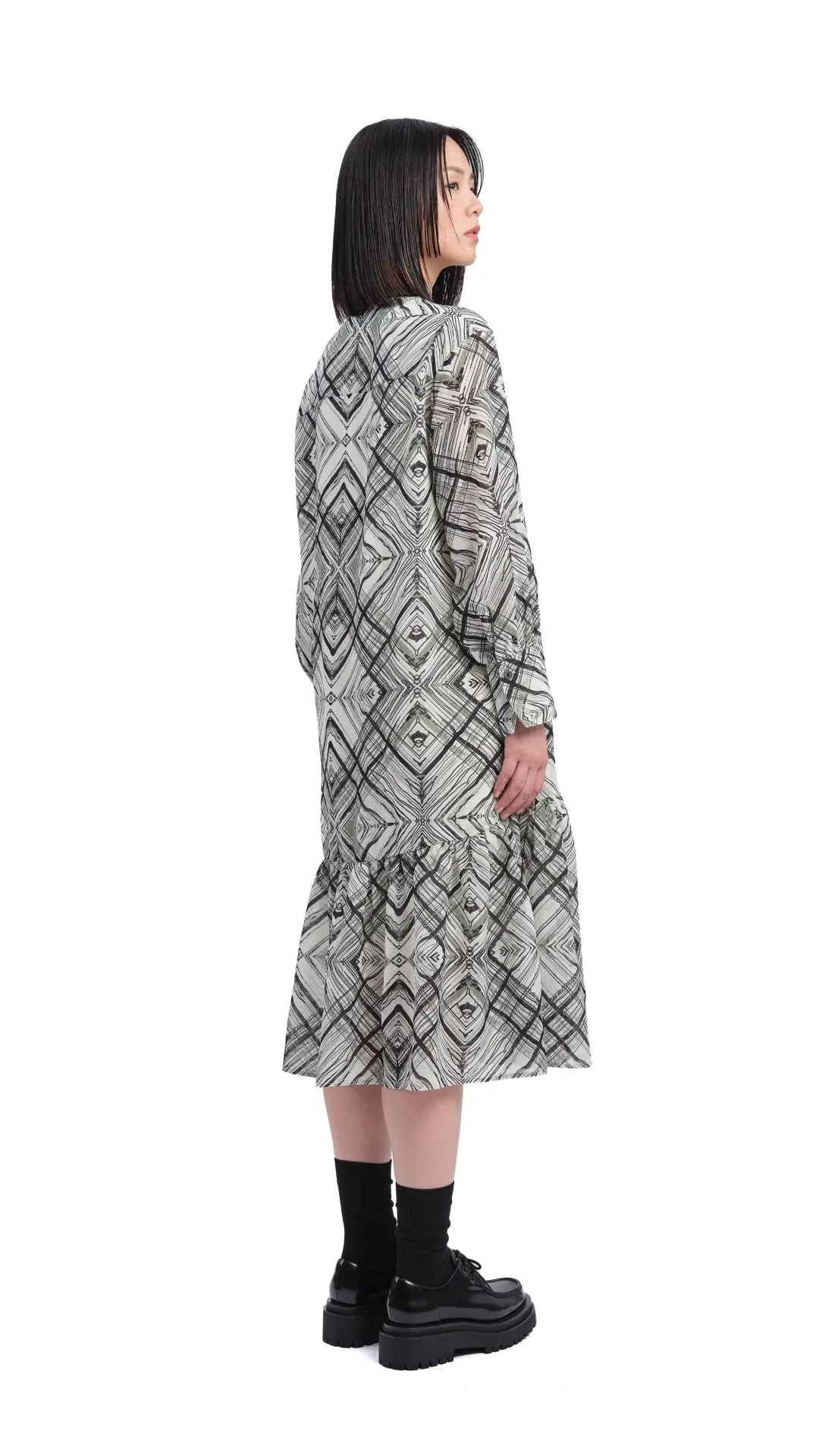 StretchFit Handcrafted Checker Printed Shirt Dress