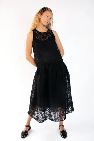 Drop Waist Dress in Organza Surf Mood ShapeRetentionCloth