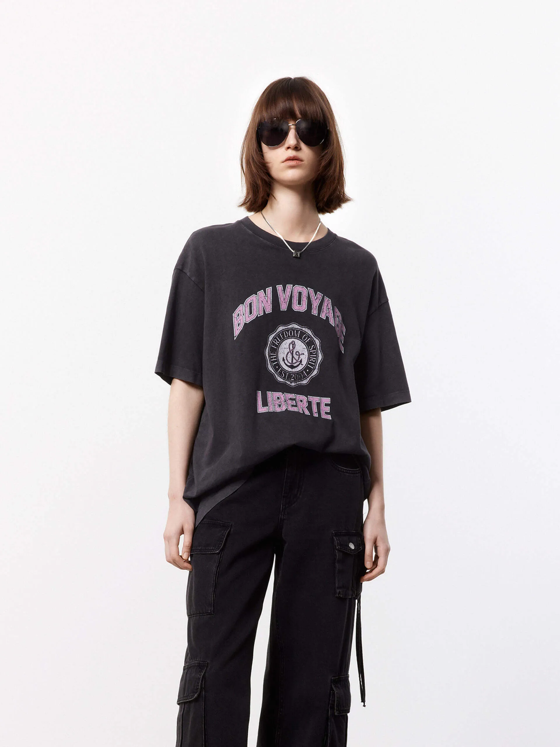 Streetwear Style Front Slogan Loose T-shirt