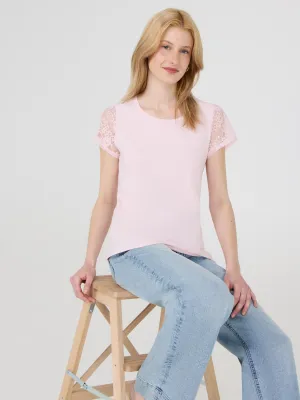 Adjustable Hem Lace Short Sleeve T-Shirt