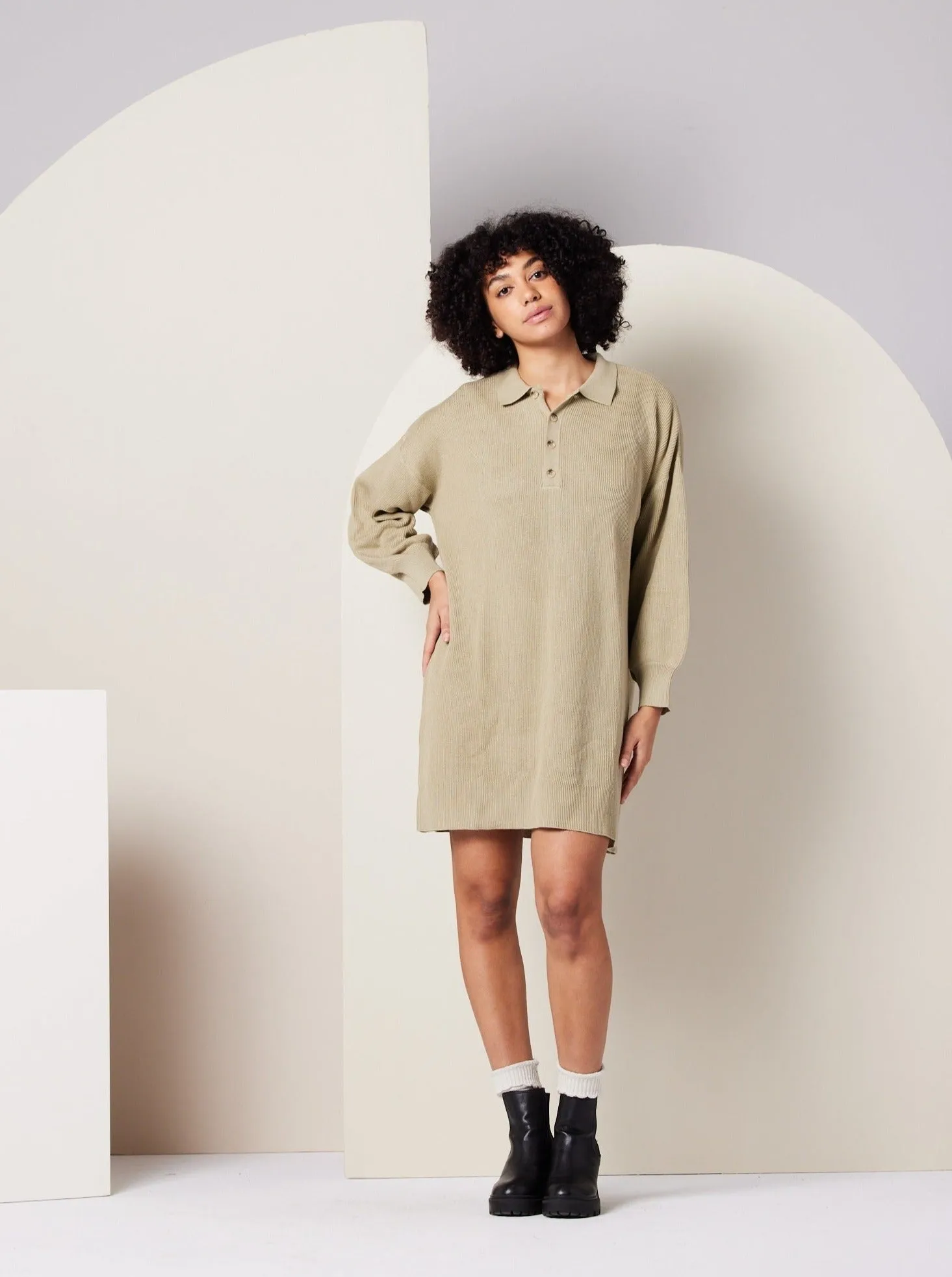 Happy Core Craft Soul Griffin Sweater Dress - Khaki Green