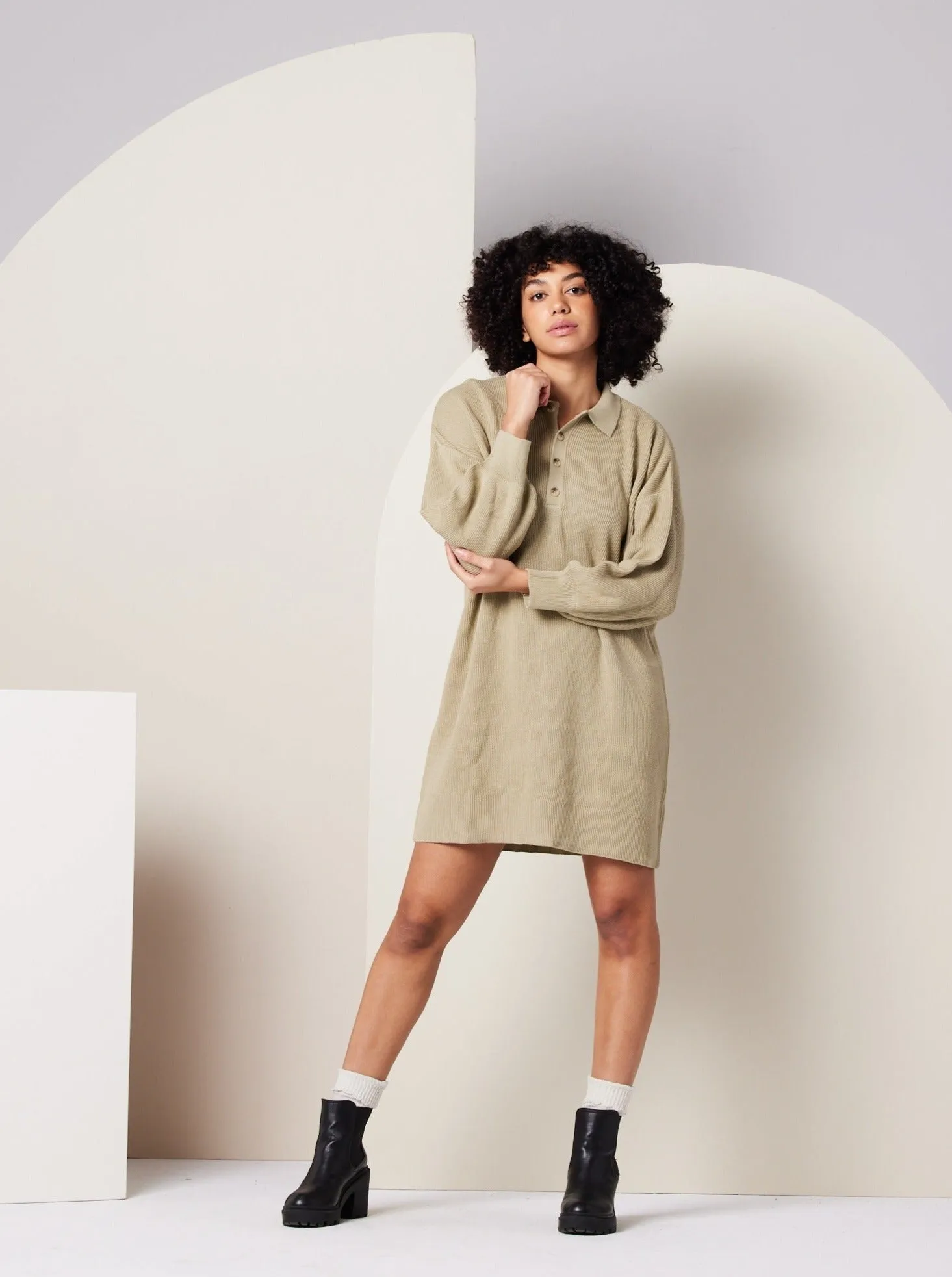 Griffin Sweater Dress - Khaki Green QuickReleaseFastener VentilatedKnit