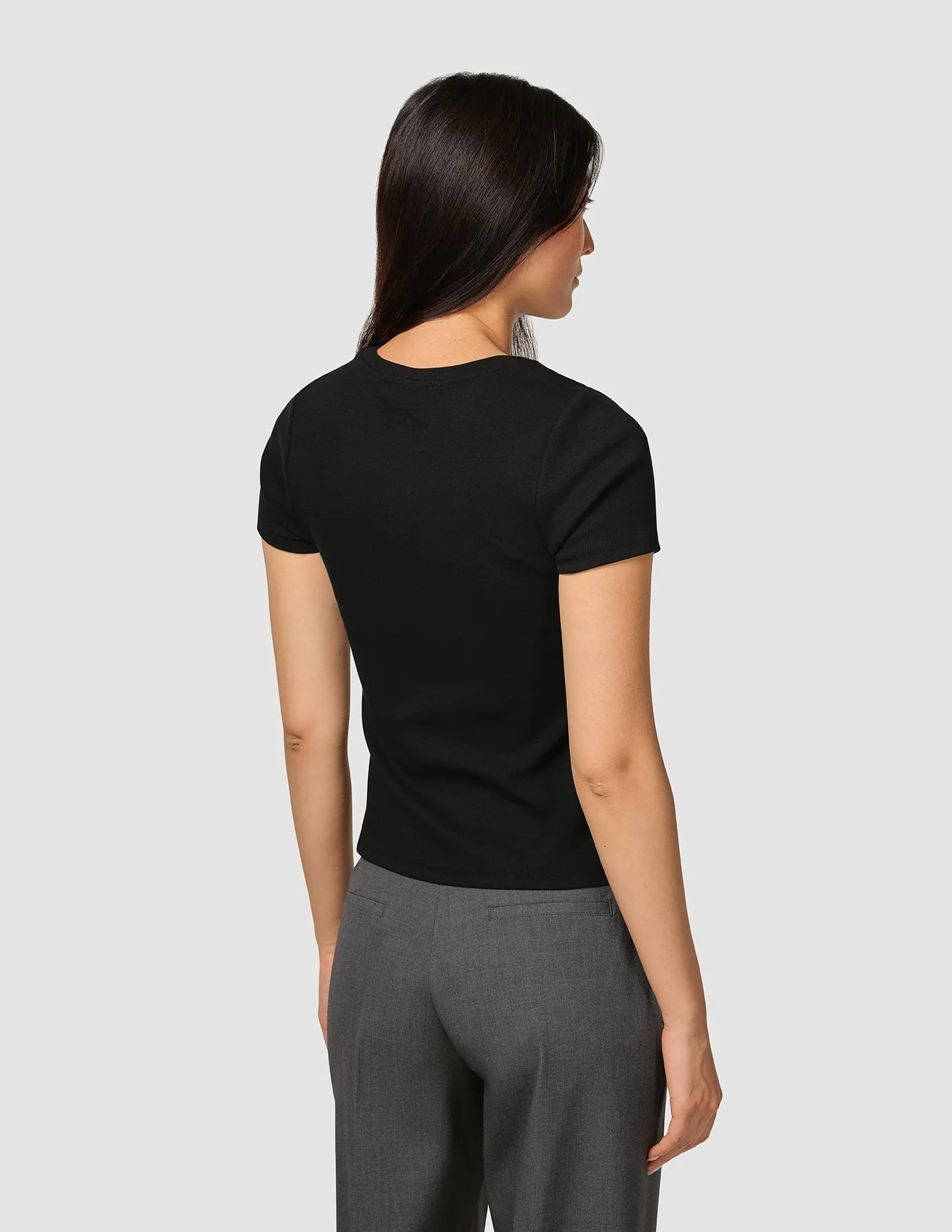 Rib T-Shirt Black HighNeckStyle