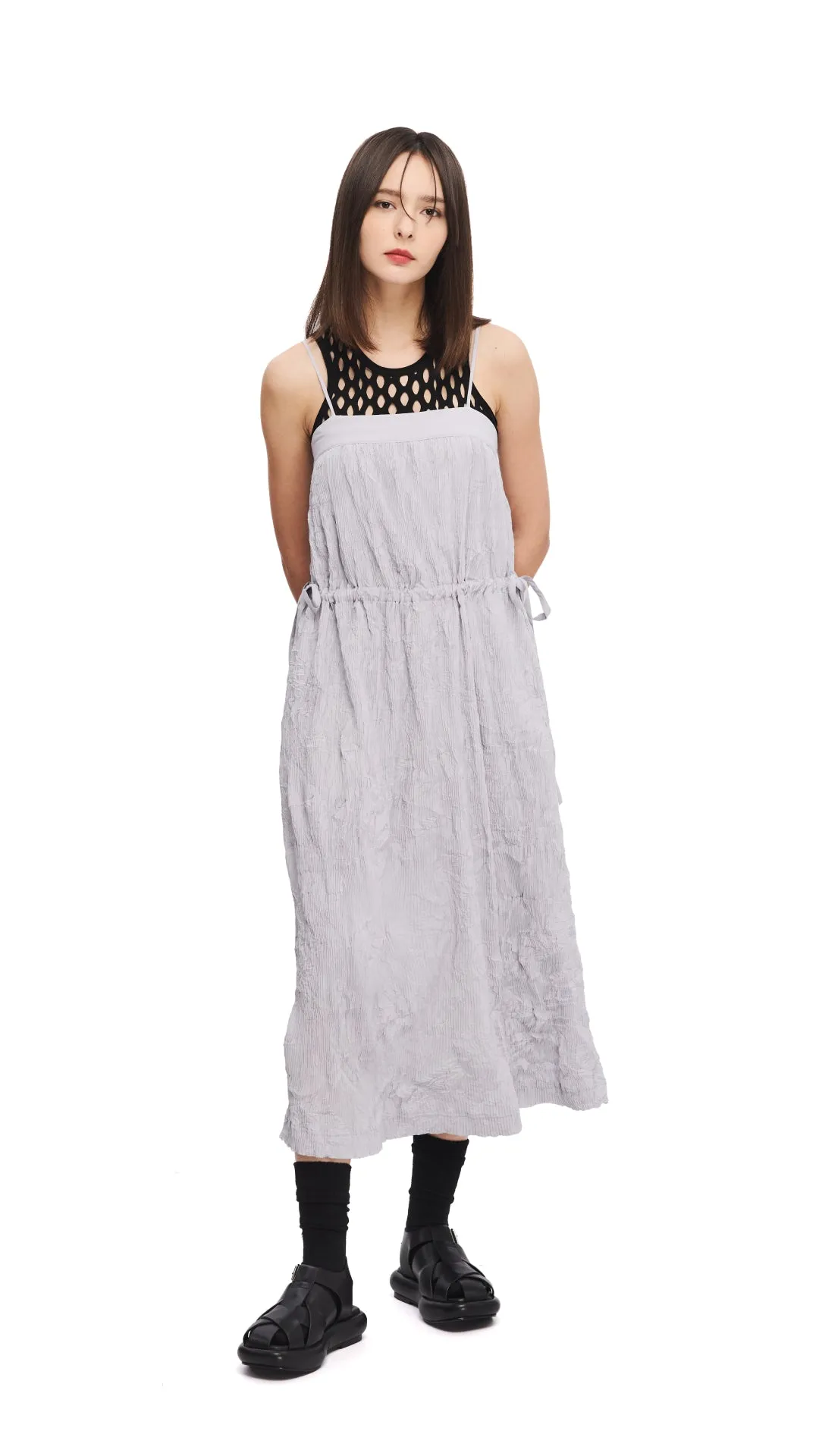 Crinkle Pleat Dress Tagless Design