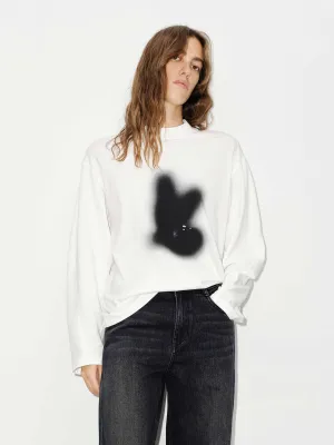 Long Sleeve Cartoon T-shirt monochromatic Street Trendy