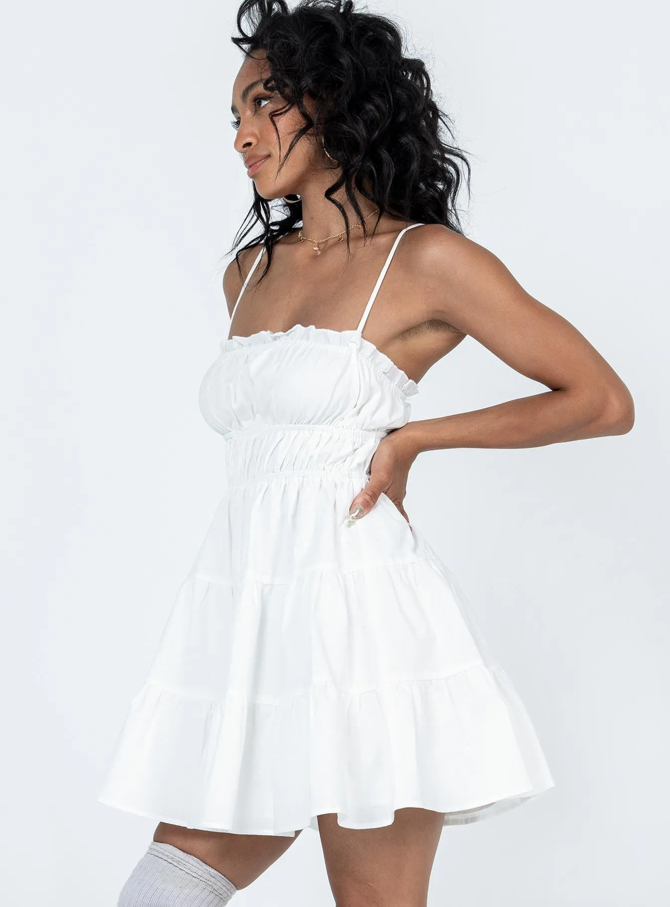 Relaxed Chic Trendy Wear Ceara Mini Dress White